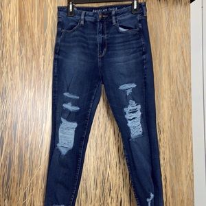 Super stretch, high waisted, dark wash jeans